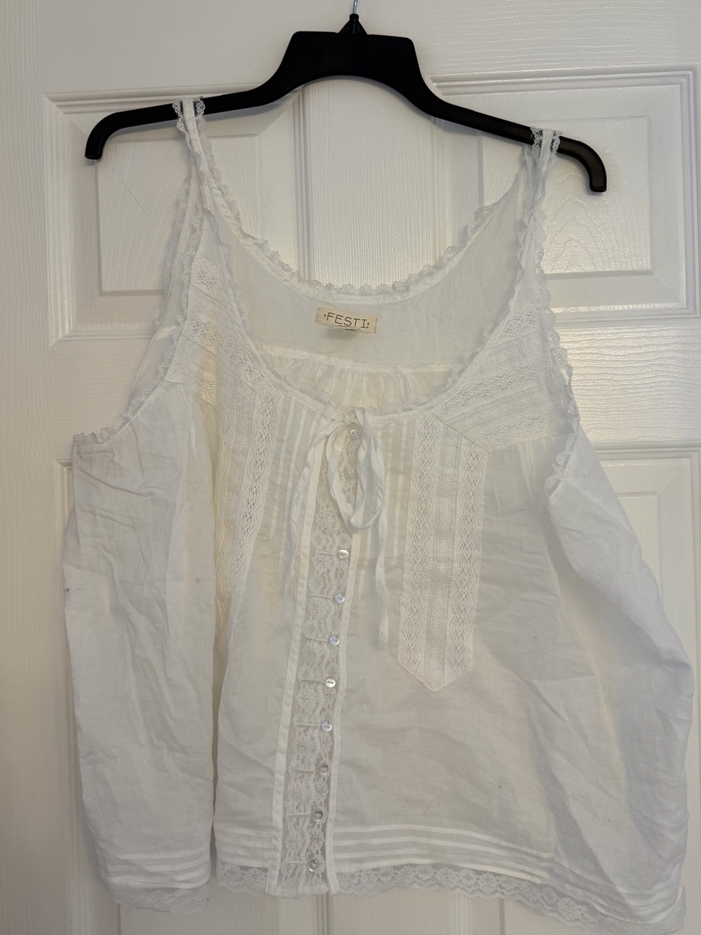 torrid White Lace-Trim Cotton Camisole